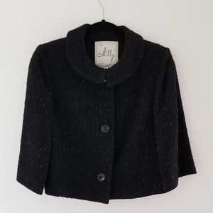 Milly vintage wool black formal crop coat jacket size 8